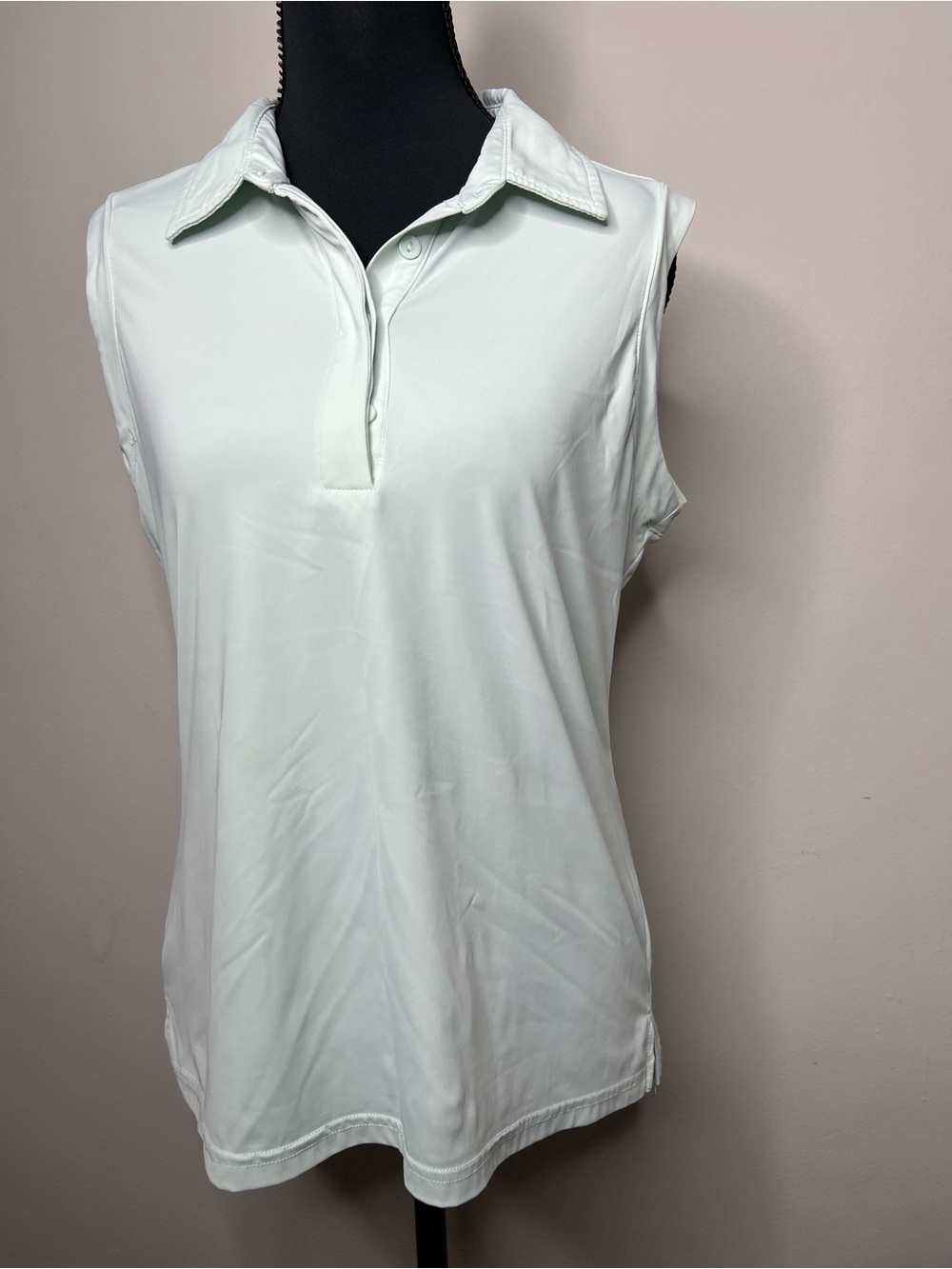 Mono B Sleeveless PoloTank in Pale Mint Size: Large